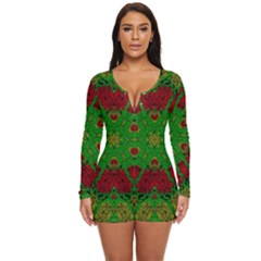 Peacock Lace So Tropical Long Sleeve Boyleg Swimsuit by pepitasart