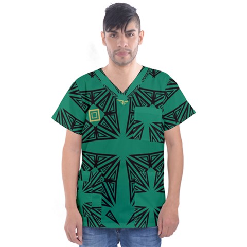 Abstract Pattern Geometric Backgrounds   Men s V-neck Scrub Top by Eskimos