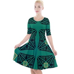 Abstract Pattern Geometric Backgrounds   Quarter Sleeve A-line Dress by Eskimos