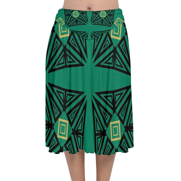 Abstract pattern geometric backgrounds   Velvet Flared Midi Skirt