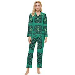 Abstract Pattern Geometric Backgrounds   Womens  Long Sleeve Velvet Pocket Pajamas Set