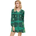 Abstract pattern geometric backgrounds   Tiered Long Sleeve Mini Dress View1