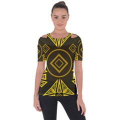 Abstract Pattern Geometric Backgrounds   Shoulder Cut Out Short Sleeve Top by Eskimos