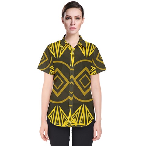 Abstract Pattern Geometric Backgrounds   Women s Short Sleeve Shirt by Eskimos