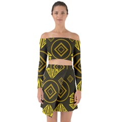 Abstract Pattern Geometric Backgrounds   Off Shoulder Top With Skirt Set by Eskimos