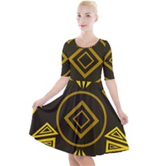 Abstract Pattern Geometric Backgrounds   Quarter Sleeve A-line Dress by Eskimos