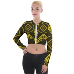 Abstract Pattern Geometric Backgrounds   Long Sleeve Cropped Velvet Jacket by Eskimos