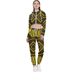 Abstract Pattern Geometric Backgrounds   Cropped Zip Up Lounge Set by Eskimos