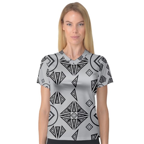 Abstract Pattern Geometric Backgrounds   V-neck Sport Mesh Tee by Eskimos