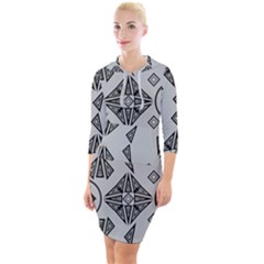 Abstract Pattern Geometric Backgrounds   Quarter Sleeve Hood Bodycon Dress by Eskimos