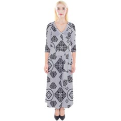 Abstract Pattern Geometric Backgrounds   Quarter Sleeve Wrap Maxi Dress by Eskimos