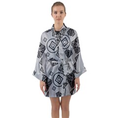 Abstract Pattern Geometric Backgrounds   Long Sleeve Satin Kimono by Eskimos