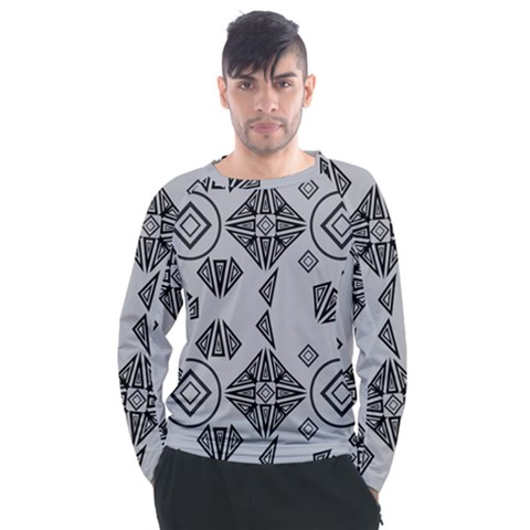 Abstract Pattern Geometric Backgrounds   Men s Long Sleeve Raglan Tee by Eskimos