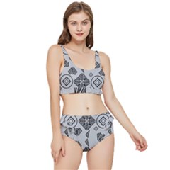 Abstract Pattern Geometric Backgrounds   Frilly Bikini Set by Eskimos