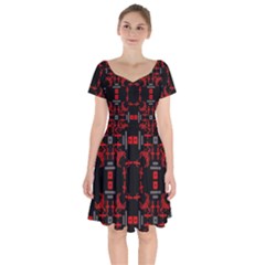 Abstract Pattern Geometric Backgrounds   Short Sleeve Bardot Dress by Eskimos