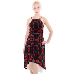 Abstract Pattern Geometric Backgrounds   High-low Halter Chiffon Dress  by Eskimos