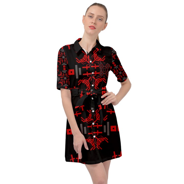 Abstract pattern geometric backgrounds   Belted Shirt Dress