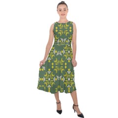 Abstract Pattern Geometric Backgrounds   Midi Tie-back Chiffon Dress by Eskimos