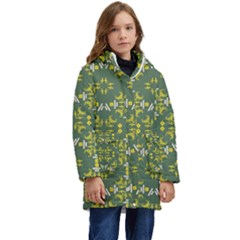 Abstract Pattern Geometric Backgrounds   Kid s Hooded Longline Puffer Jacket