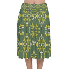 Abstract Pattern Geometric Backgrounds   Velvet Flared Midi Skirt