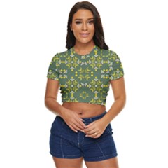 Abstract Pattern Geometric Backgrounds   Side Button Cropped Tee