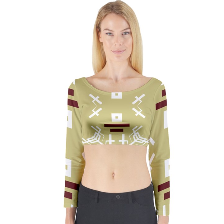 Abstract pattern geometric backgrounds   Long Sleeve Crop Top