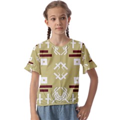 Abstract Pattern Geometric Backgrounds   Kids  Cuff Sleeve Scrunch Bottom Tee