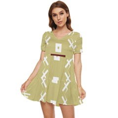 Abstract Pattern Geometric Backgrounds   Tiered Short Sleeve Babydoll Dress by Eskimos