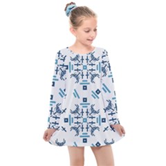 Abstract Pattern Geometric Backgrounds   Kids  Long Sleeve Dress by Eskimos