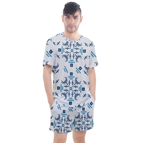 Abstract Pattern Geometric Backgrounds   Men s Mesh Tee And Shorts Set by Eskimos