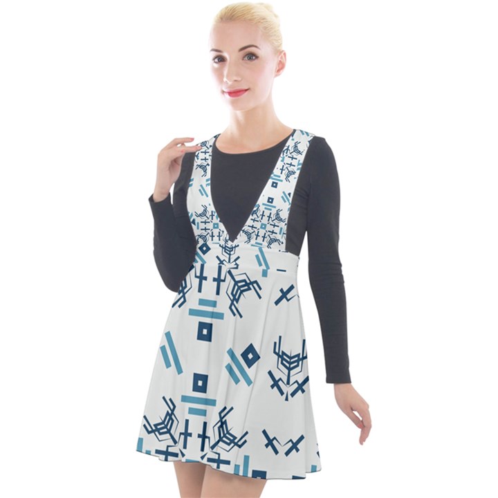 Abstract pattern geometric backgrounds   Plunge Pinafore Velour Dress