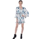 Abstract pattern geometric backgrounds   V-Neck Flare Sleeve Mini Dress View1