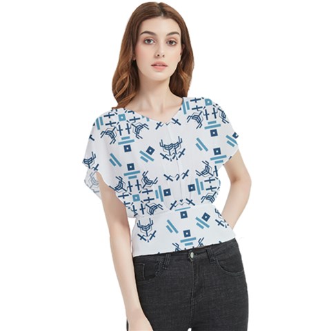 Abstract Pattern Geometric Backgrounds   Butterfly Chiffon Blouse by Eskimos