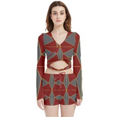 Abstract Pattern Geometric Backgrounds   Velvet Wrap Crop Top And Shorts Set by Eskimos