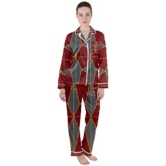 Abstract Pattern Geometric Backgrounds   Satin Long Sleeve Pajamas Set by Eskimos