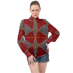 Abstract Pattern Geometric Backgrounds   High Neck Long Sleeve Chiffon Top by Eskimos