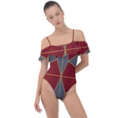 Abstract Pattern Geometric Backgrounds   Frill Detail One Piece Swimsuit by Eskimos