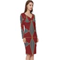 Abstract pattern geometric backgrounds   Long Sleeve V-Neck Bodycon Dress  View3