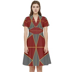 Abstract Pattern Geometric Backgrounds   Short Sleeve Waist Detail Dress by Eskimos