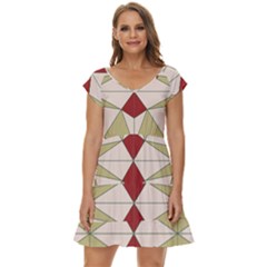 Abstract Pattern Geometric Backgrounds   Short Sleeve Tiered Mini Dress