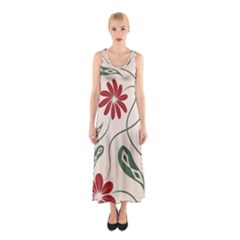  Folk Flowers Floral Art Print Flowers Abstract Art  Sleeveless Maxi Dress by Eskimos