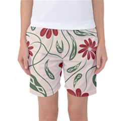  Folk Flowers Floral Art Print Flowers Abstract Art  Women s Basketball Shorts by Eskimos