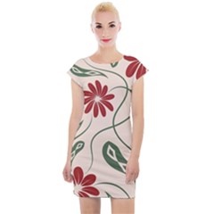  Folk Flowers Floral Art Print Flowers Abstract Art  Cap Sleeve Bodycon Dress