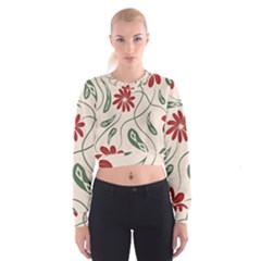  Folk Flowers Floral Art Print Flowers Abstract Art  Cropped Sweatshirt by Eskimos