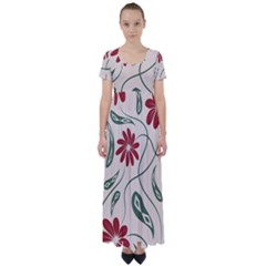  Folk Flowers Floral Art Print Flowers Abstract Art  High Waist Short Sleeve Maxi Dress by Eskimos