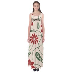  Folk Flowers Floral Art Print Flowers Abstract Art  Empire Waist Maxi Dress by Eskimos