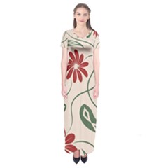  Folk Flowers Floral Art Print Flowers Abstract Art  Short Sleeve Maxi Dress by Eskimos