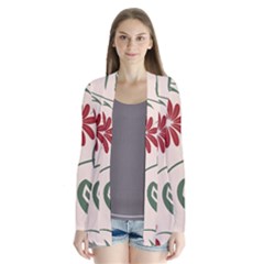  Folk Flowers Floral Art Print Flowers Abstract Art  Drape Collar Cardigan by Eskimos