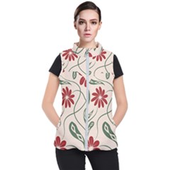  Folk Flowers Floral Art Print Flowers Abstract Art  Women s Puffer Vest by Eskimos