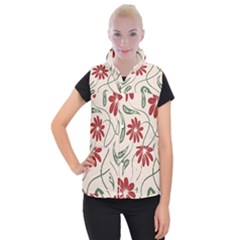  Folk Flowers Floral Art Print Flowers Abstract Art  Women s Button Up Vest by Eskimos